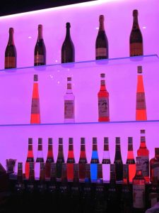 LED Glass Splashback Illuminated Glass Bar Wall & Glass shelves